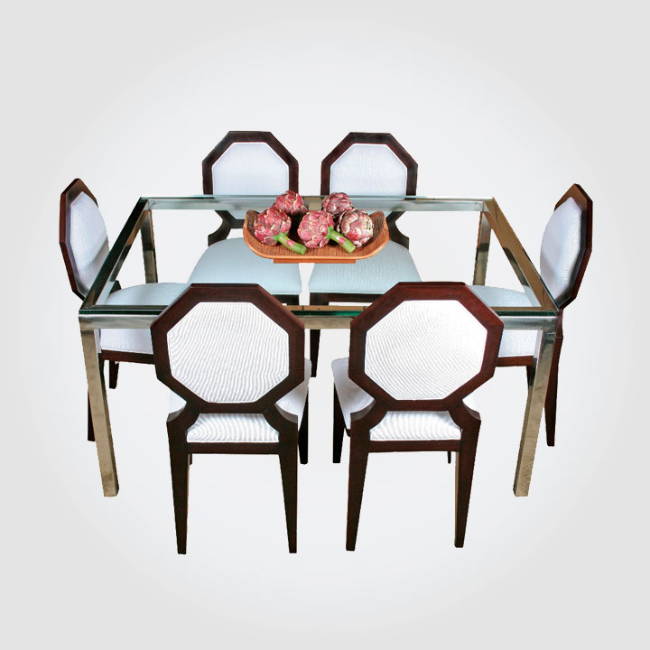 Mesa de comedor contemporánea con silletas octagonales MCCAV